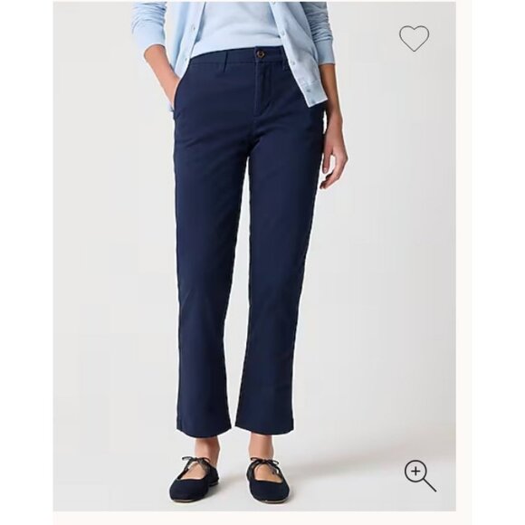 J.Crew $80 Petite High Rise Girlfriend Chino Pant Navy Size P8 AD217 - Picture 1 of 11